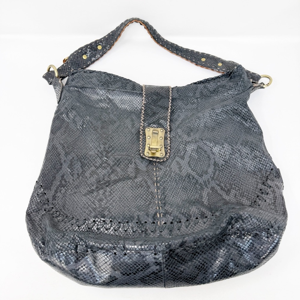 Carla Mancini Gray Snakeskin Leather Shoulder Bag… - image 1